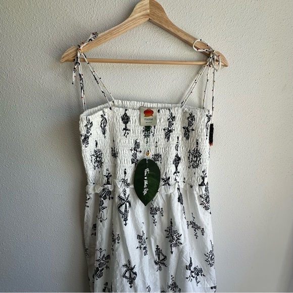 FARM Rio Black and White Midi Dress with Green and Gold Accents - Picture 2 of 8